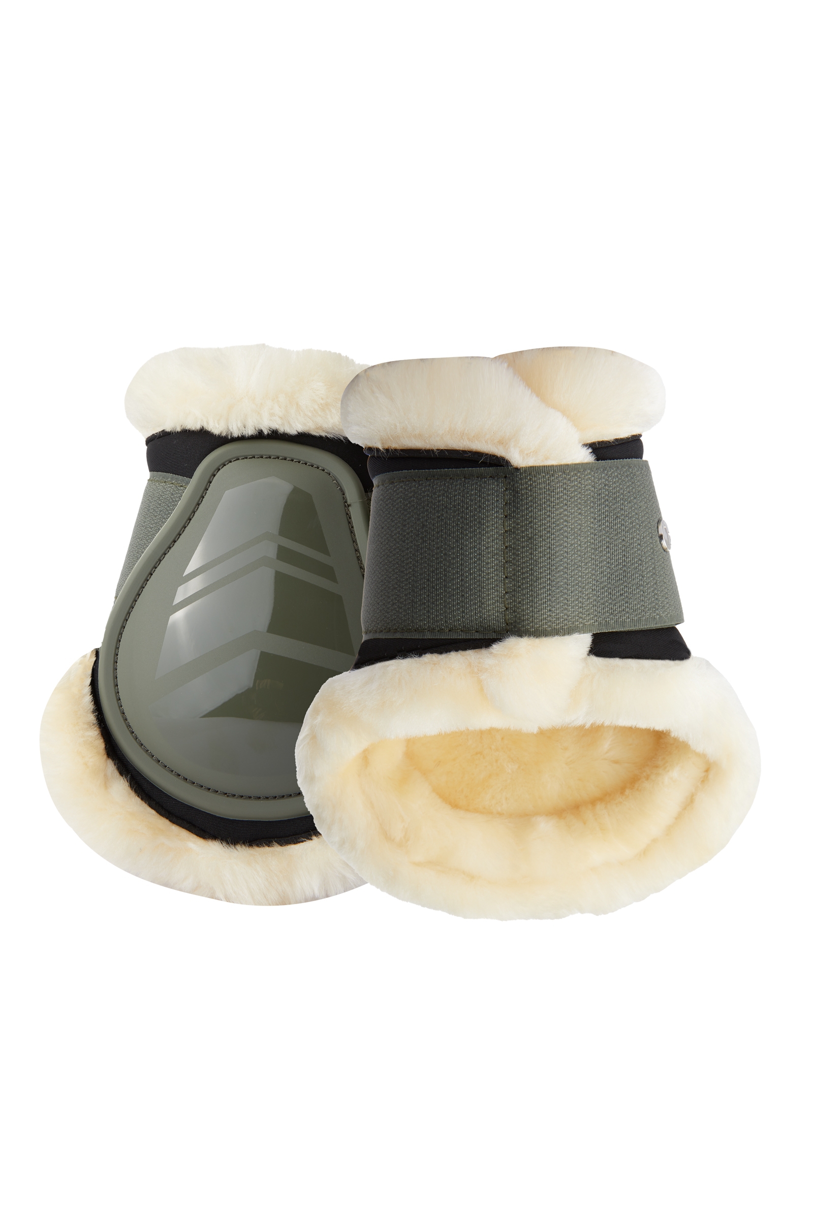 Khakifarben Horze Caliber Streichkappen mit Kunstfellfutter