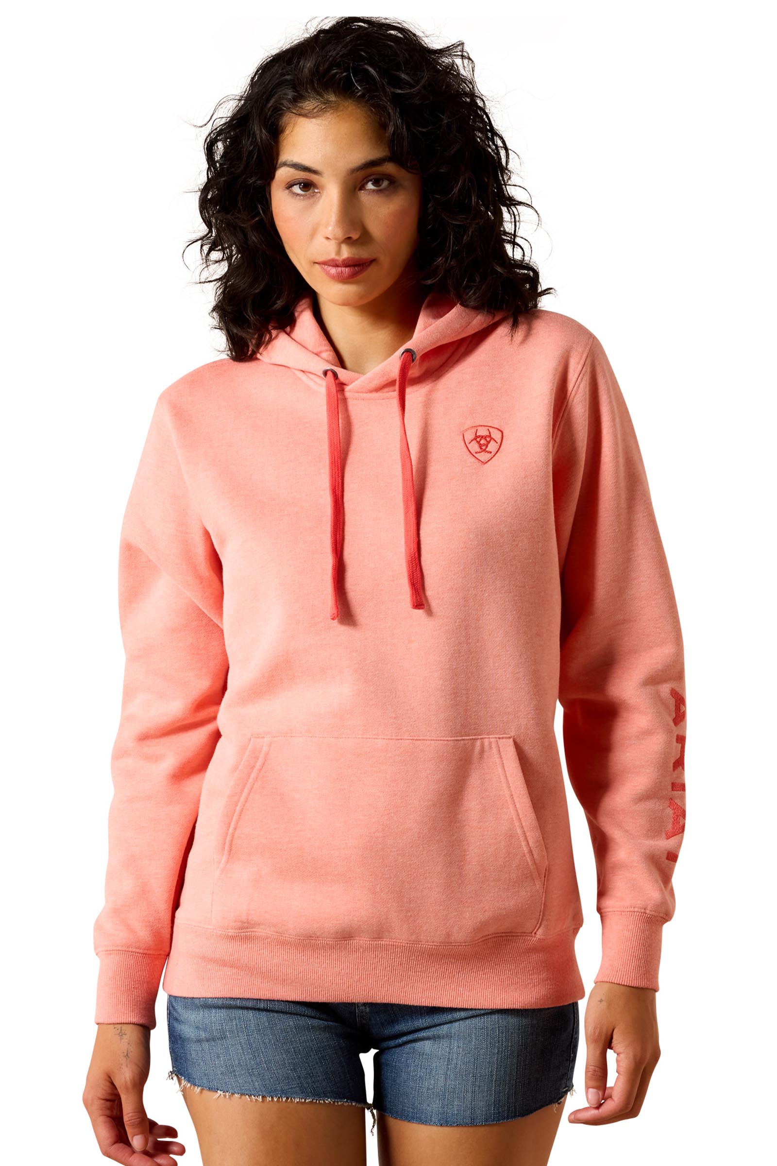 Peach Amber Heather Ariat Logo 2.0 Damen Kapuzenpullover