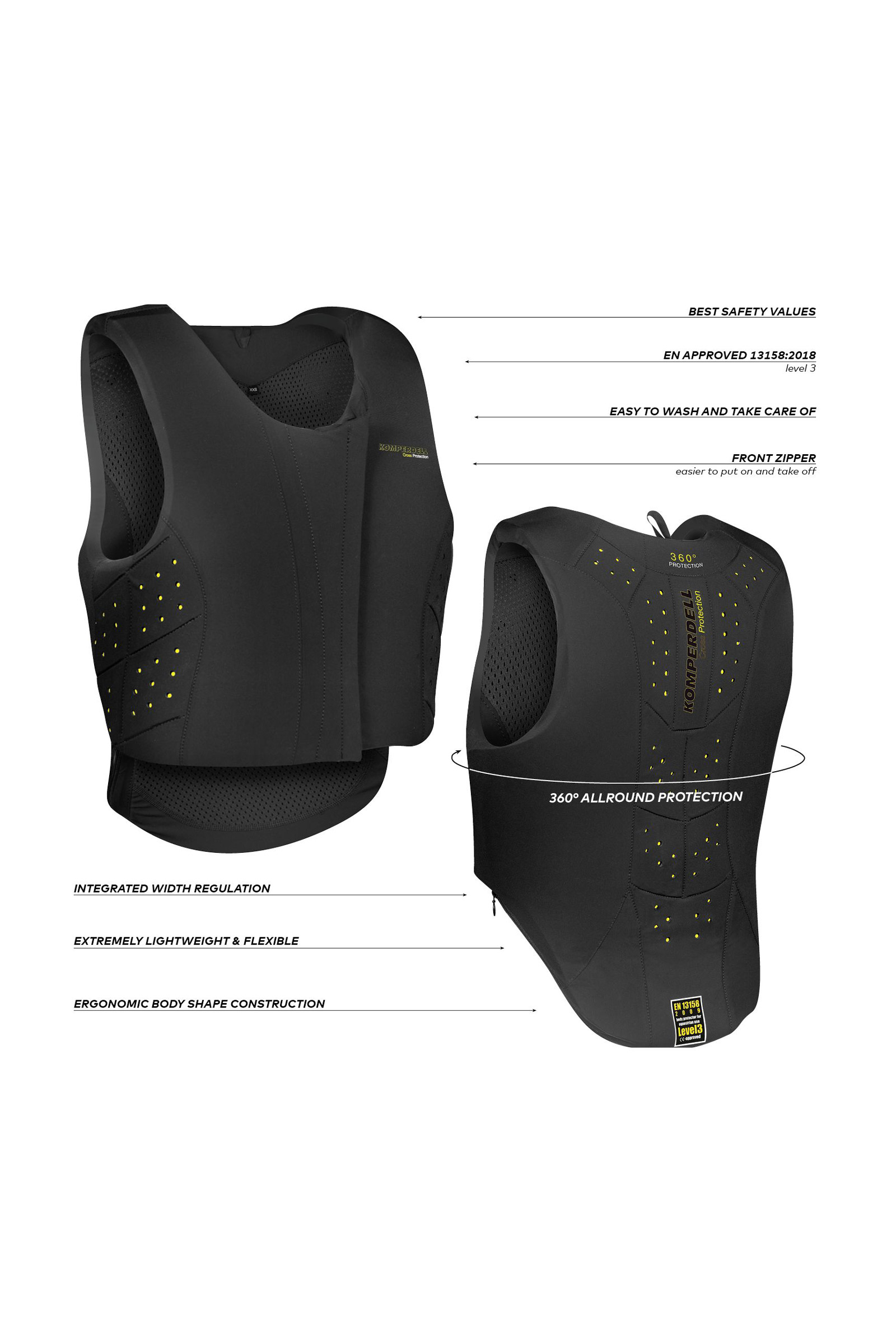 Komperdell Equestrian Junior Bodyprotector mit Frontrei&szlig;verschluss