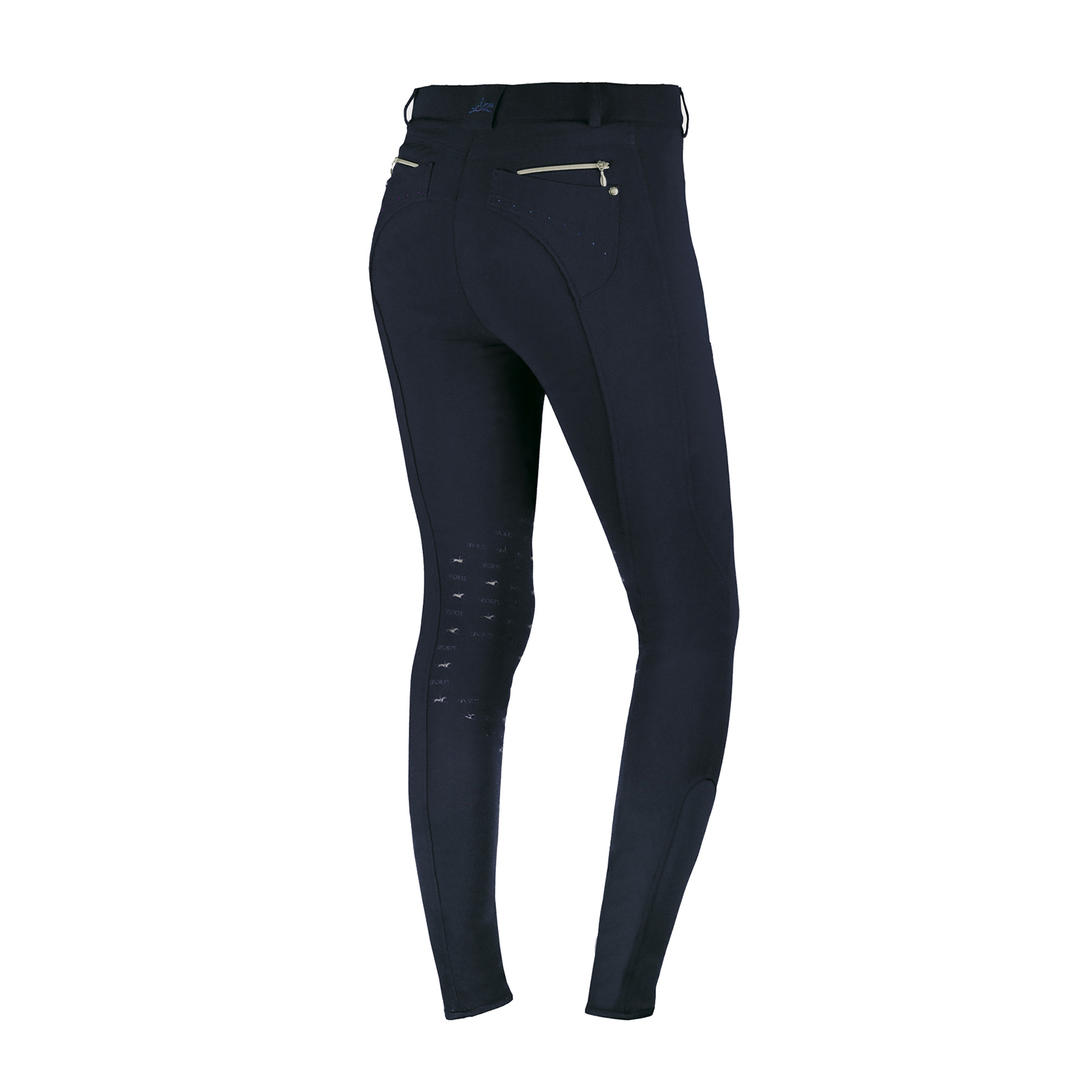 Midnight dark blue Schockem&ouml;hle Sports Venus Damen Reithose mit Kniebesatz