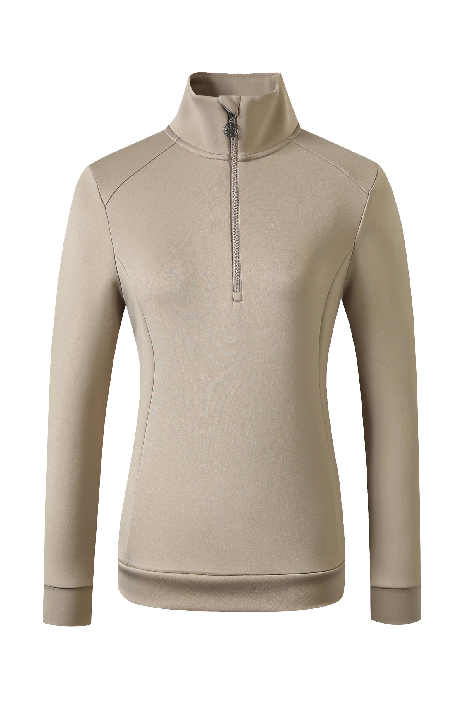 Beige Covalliero Damen-Sweatshirt mit halbem Reißverschluss SS25  