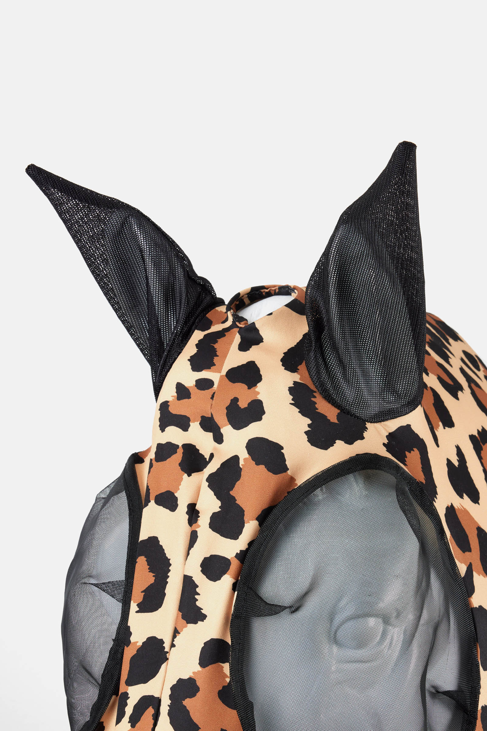 Braun/Leopard Horze Elastic Fliegenmaske mit Rei&szlig;verschluss