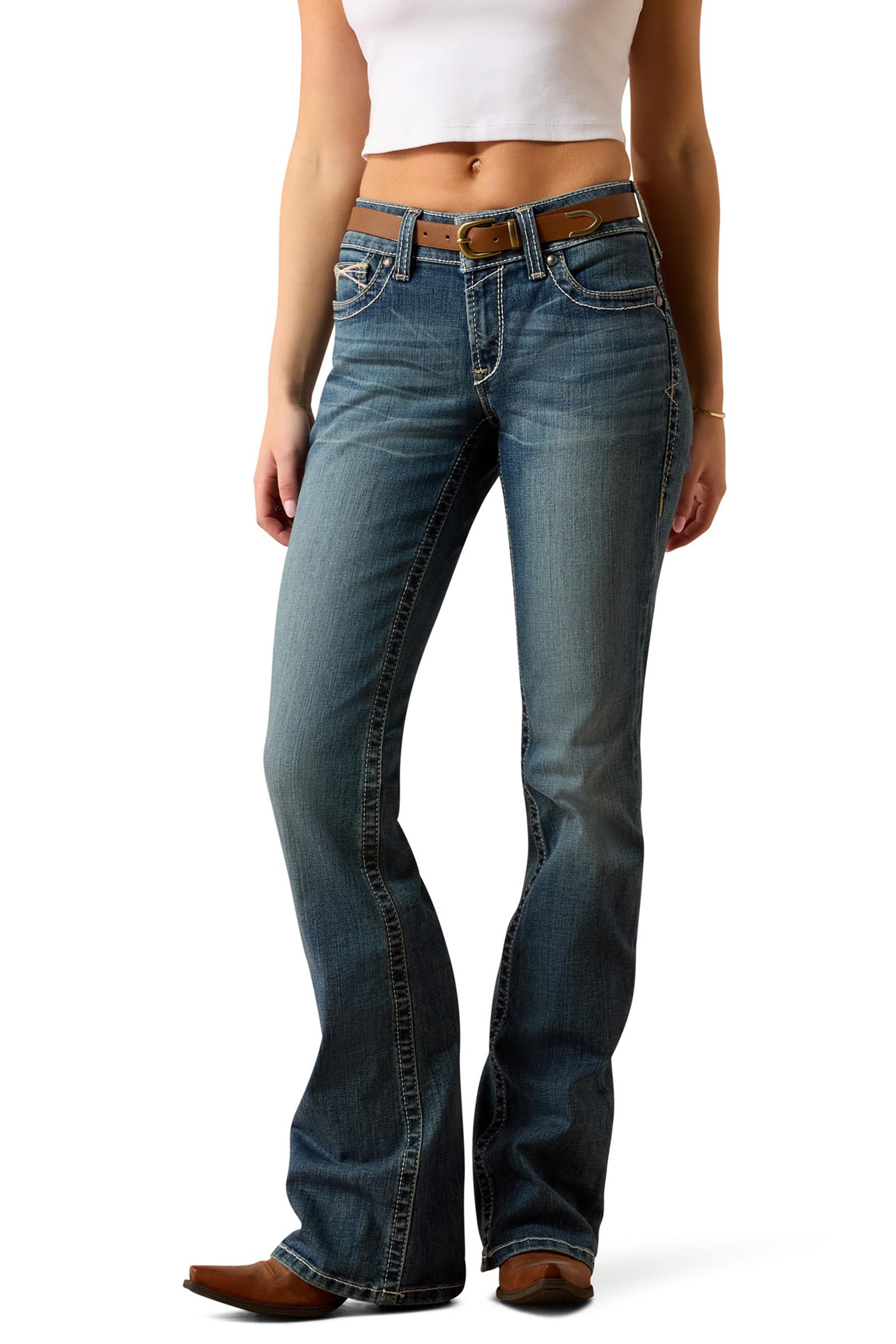 Ariat Whipstitch R.E.A.L. Damen Mid Rise Stretch Bootcut Jeans