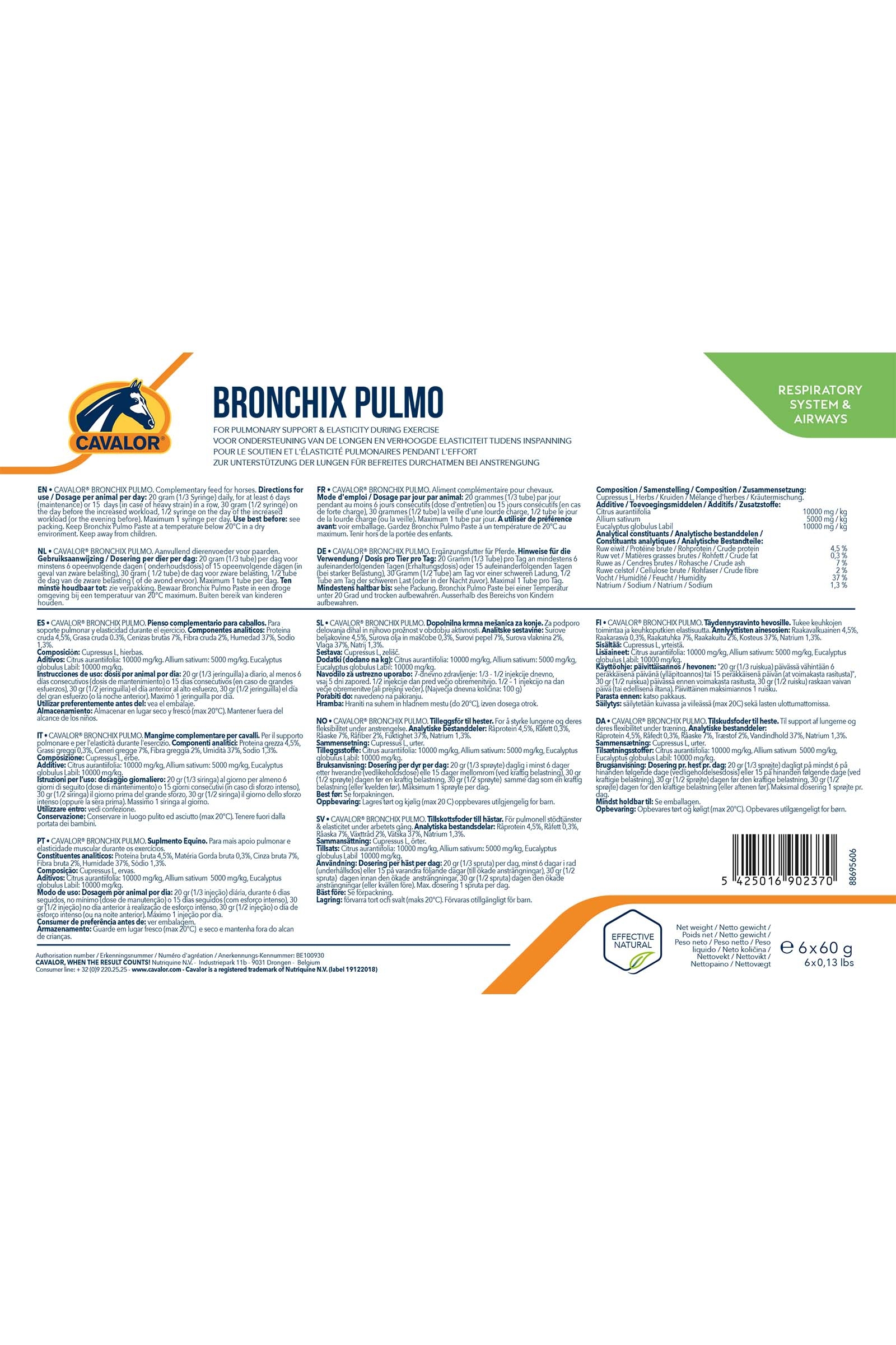 Cavalor Bronchix Pulmo Paste 6x60g