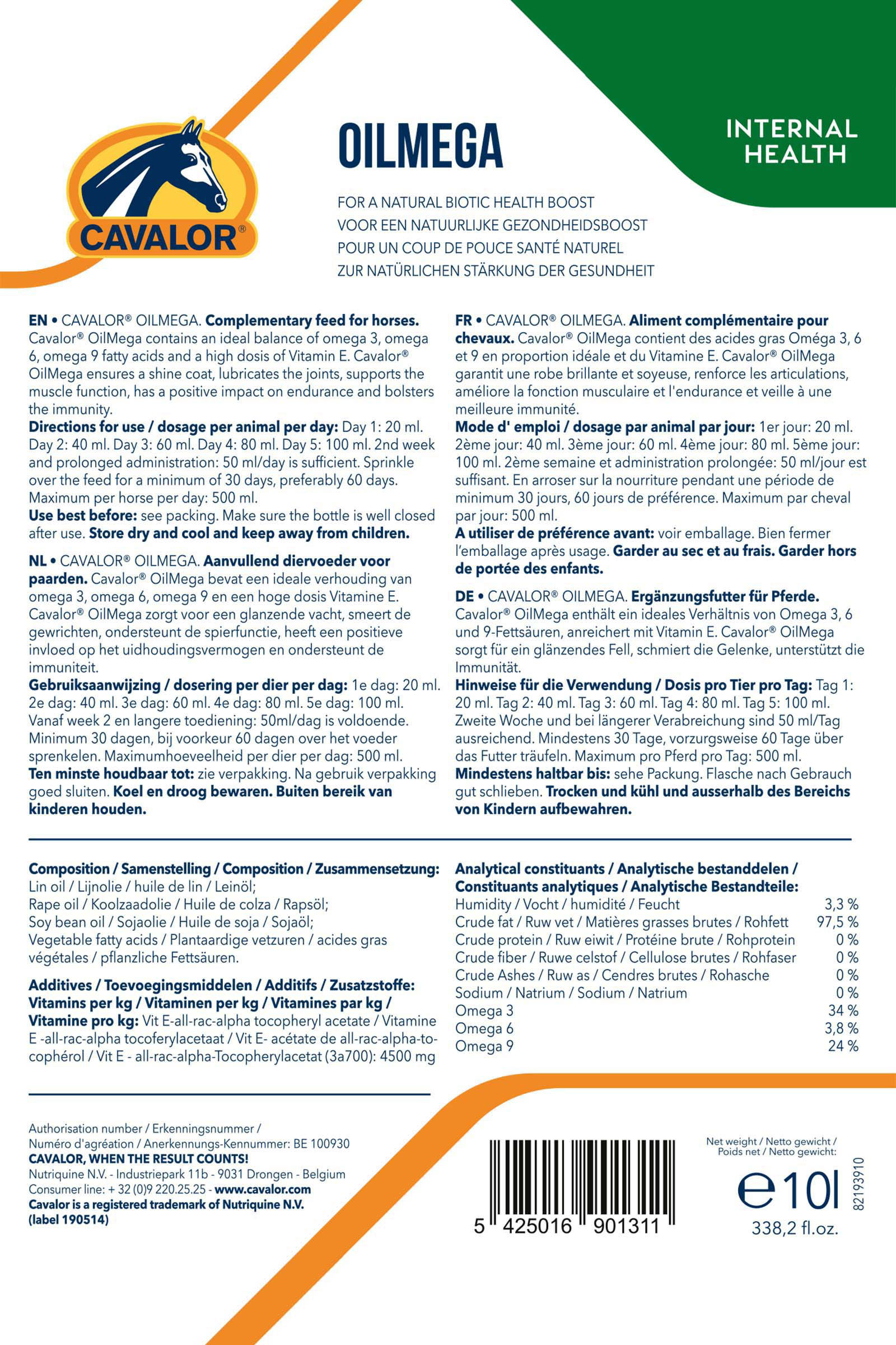 Cavalor Oilmega mit Pumpe, 10 l