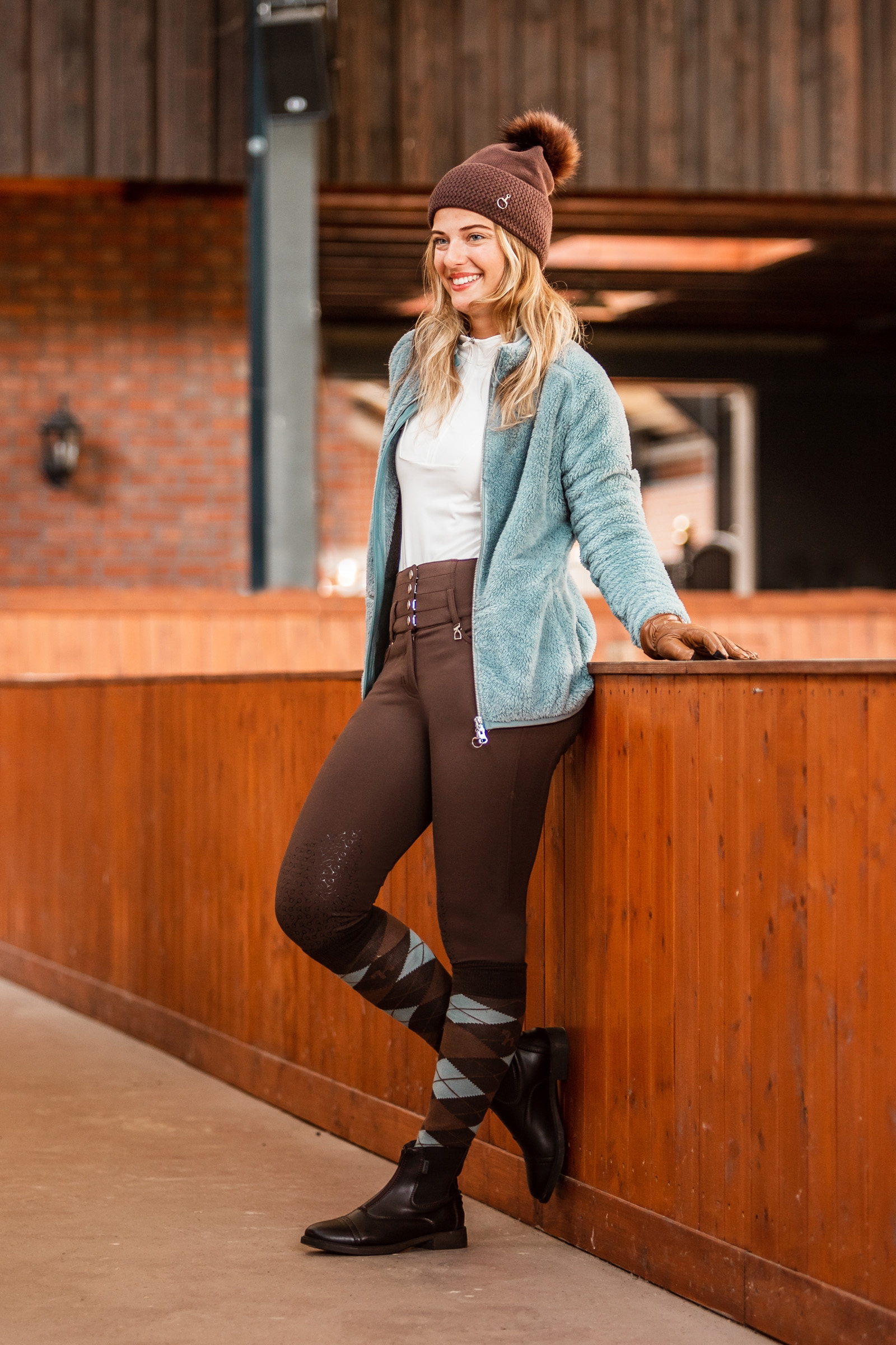 Horze Alana karierte Winterreitstr&uuml;mpfe