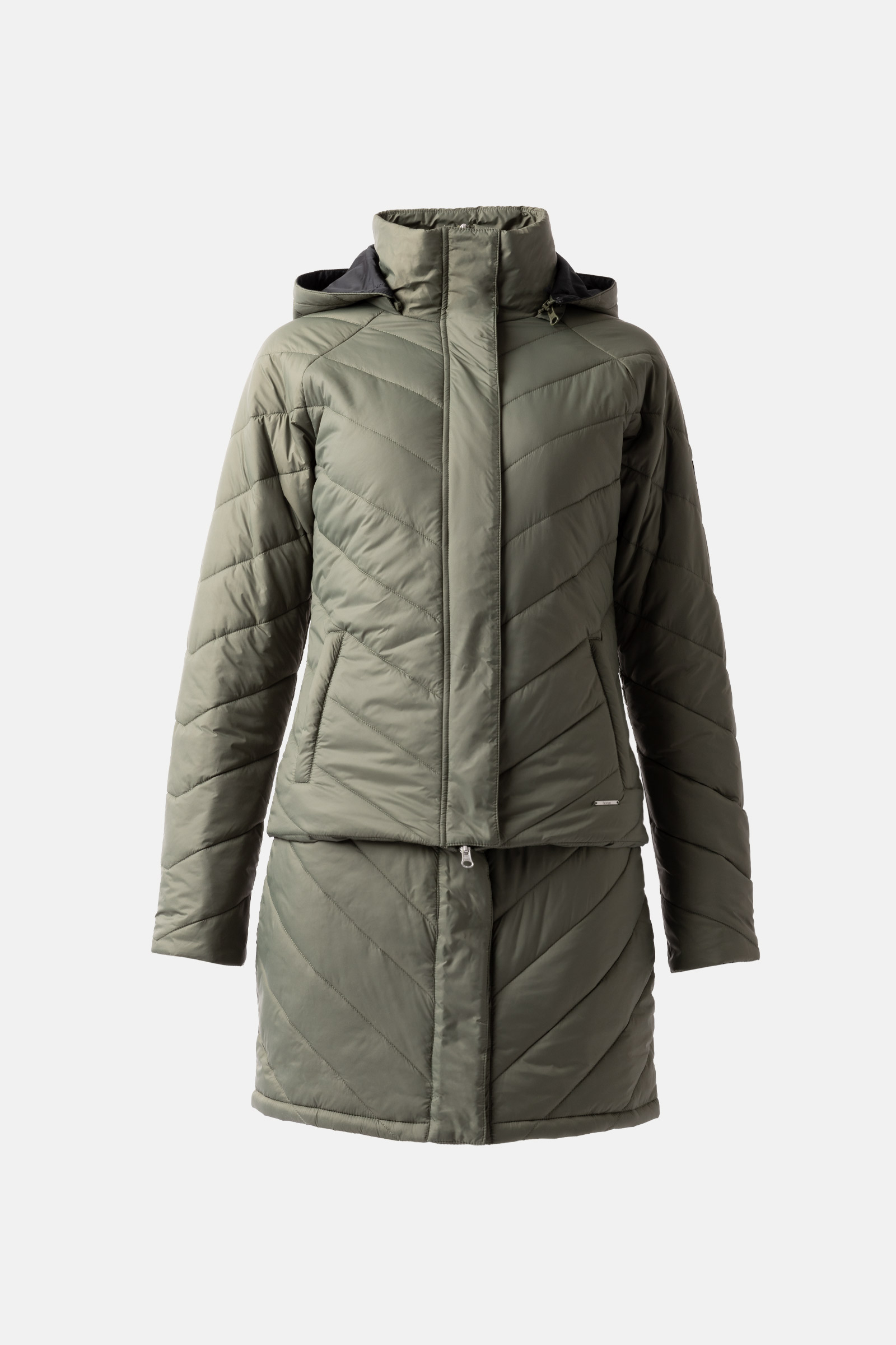 Horze Aurora Gef&uuml;tterte Damen Parka Reitjacke mit abnehmbarem Rock