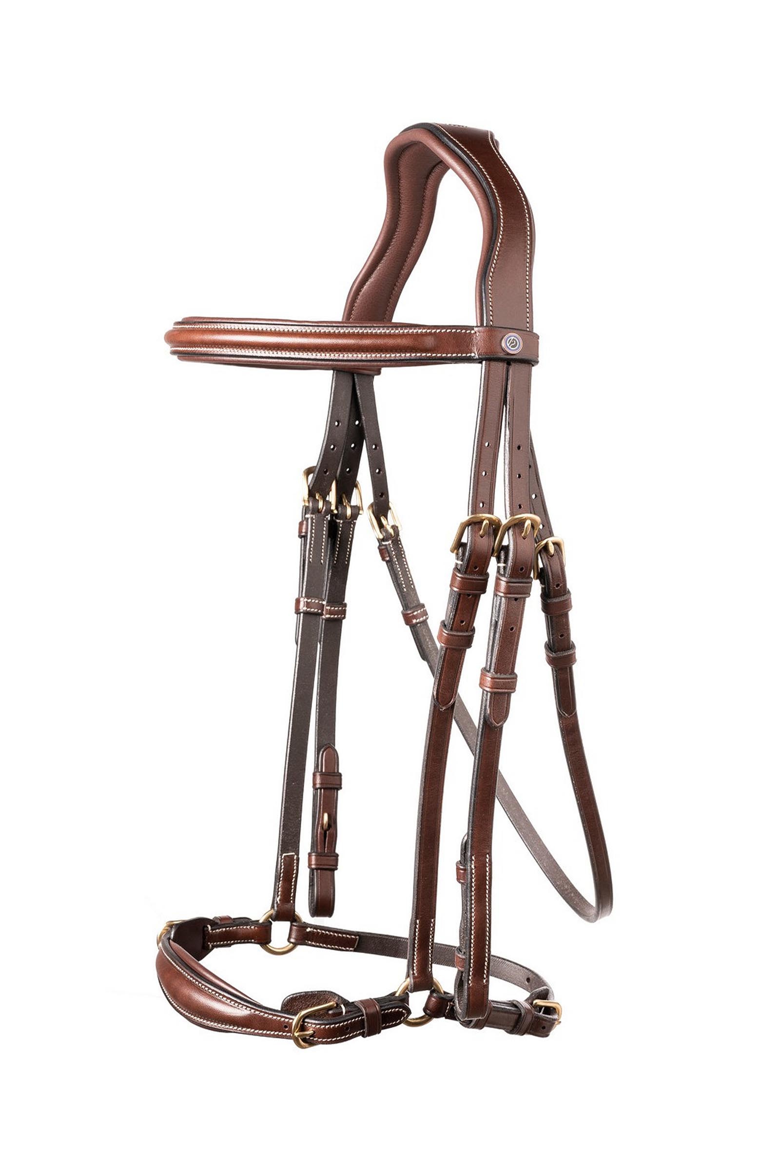 Brown/Gold Trust Equestrian Barcelona Adjustable Drop Noseband Bridle