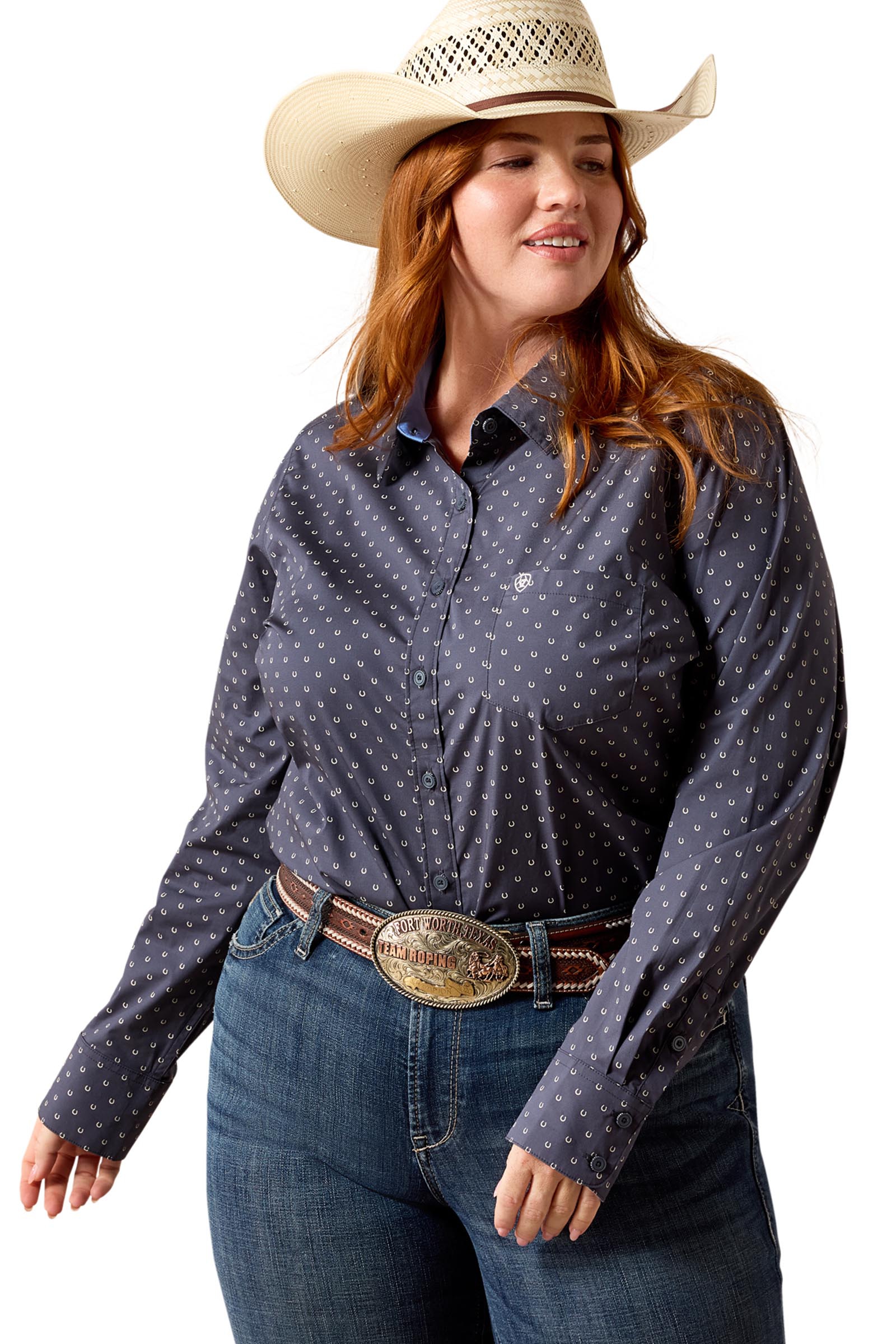 Ombre Blue Horseshoe Ariat Kirby Stretch Damen Westernhemd