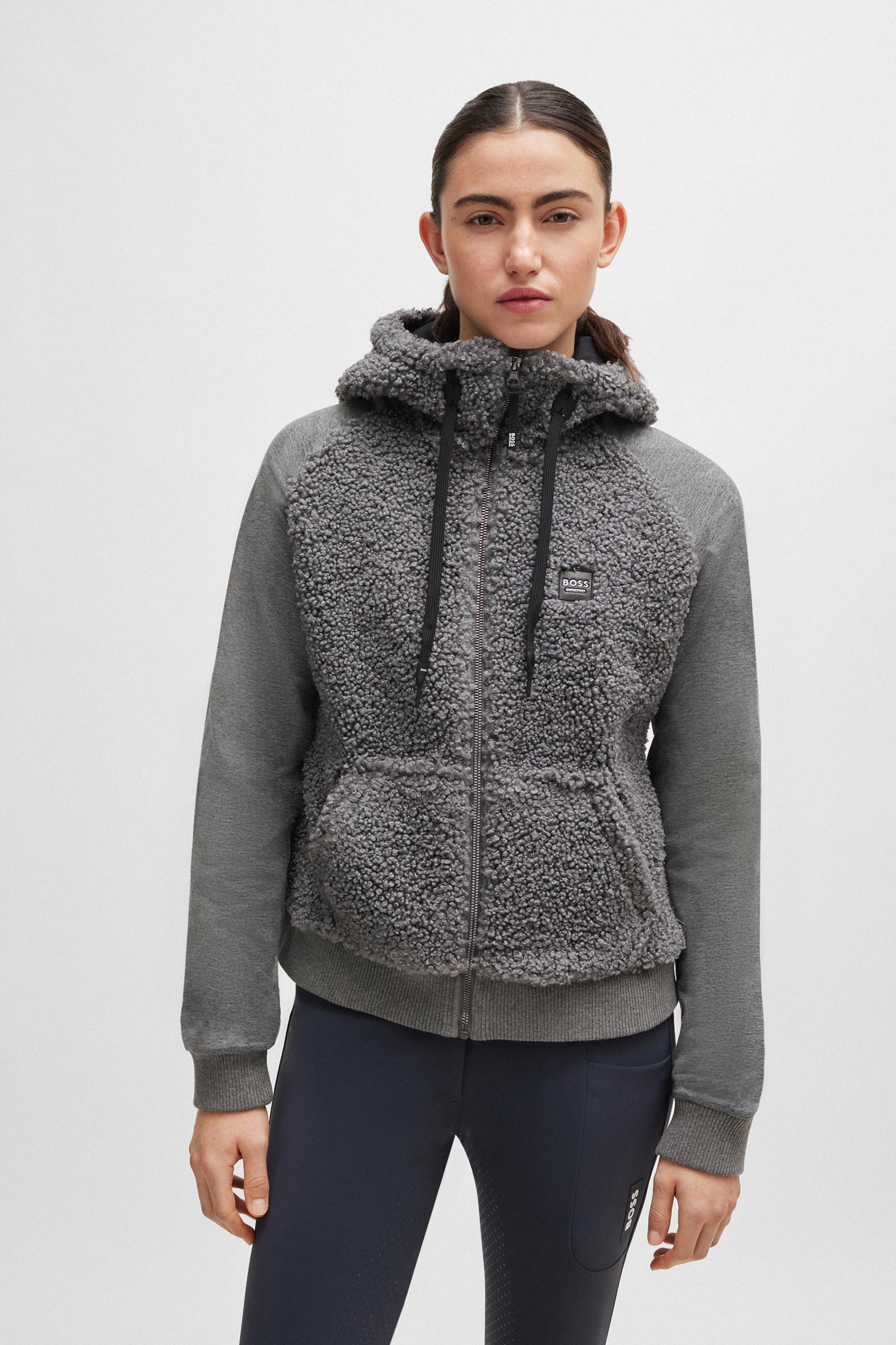 Boss Riva Teddy Hybrid Zip Hoodie 