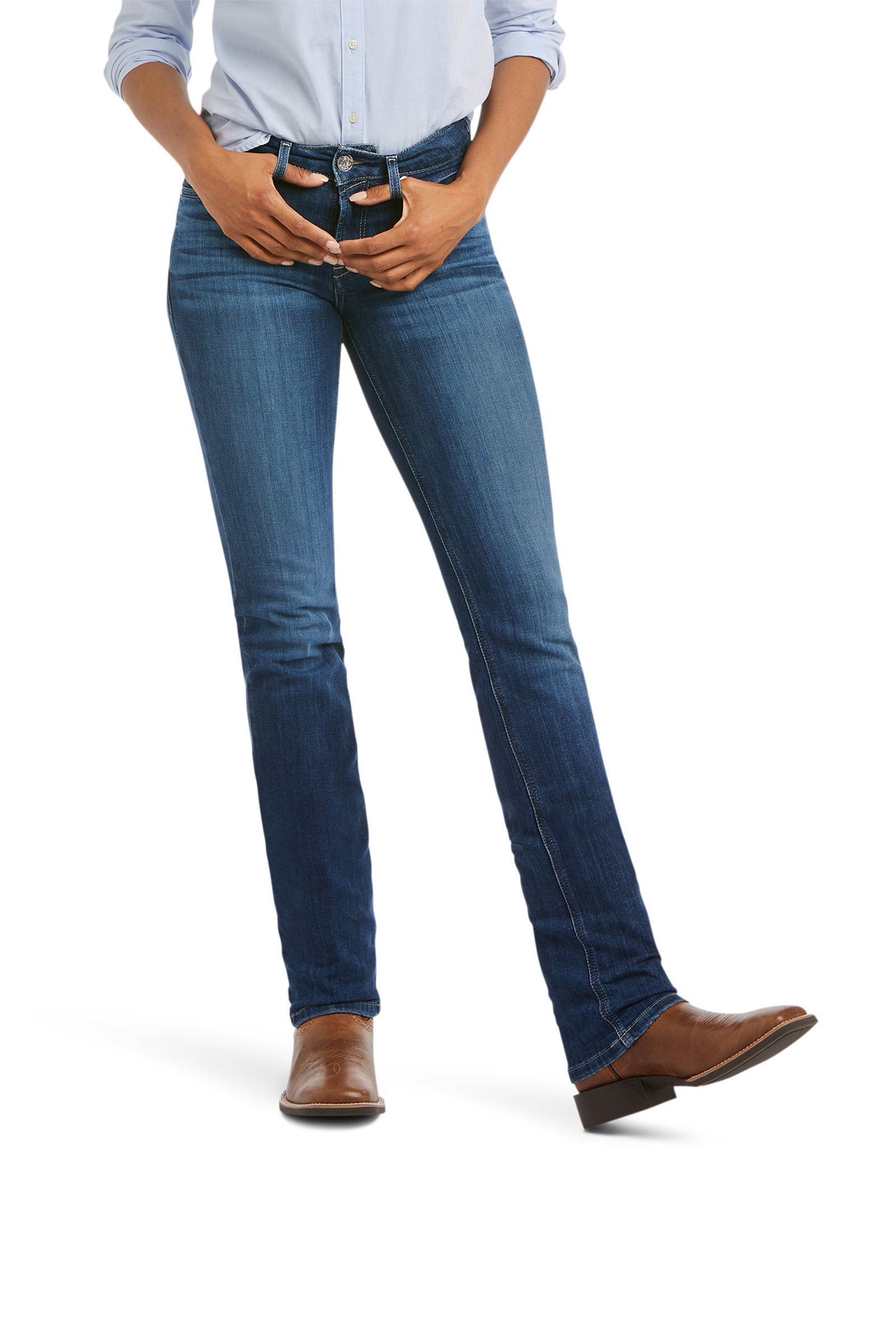 Ariat Real PR Abby Straight Reithose mit Vollbesatz in Jeansoptik f&uuml;r Damen