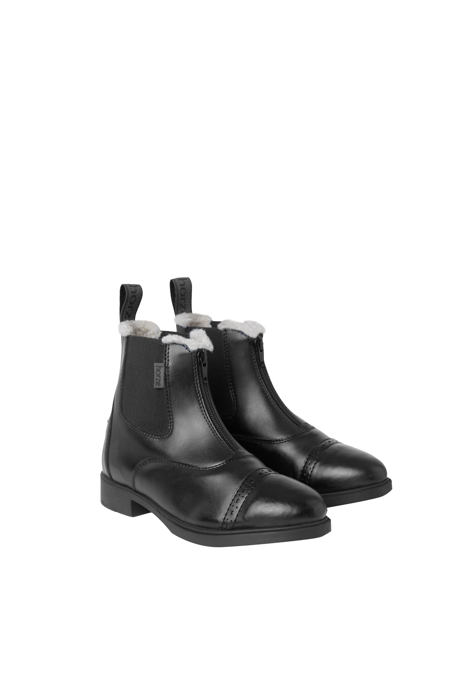 Horze Wexford Kinder Reitstiefeletten mit Frontzipper und Kunstfell