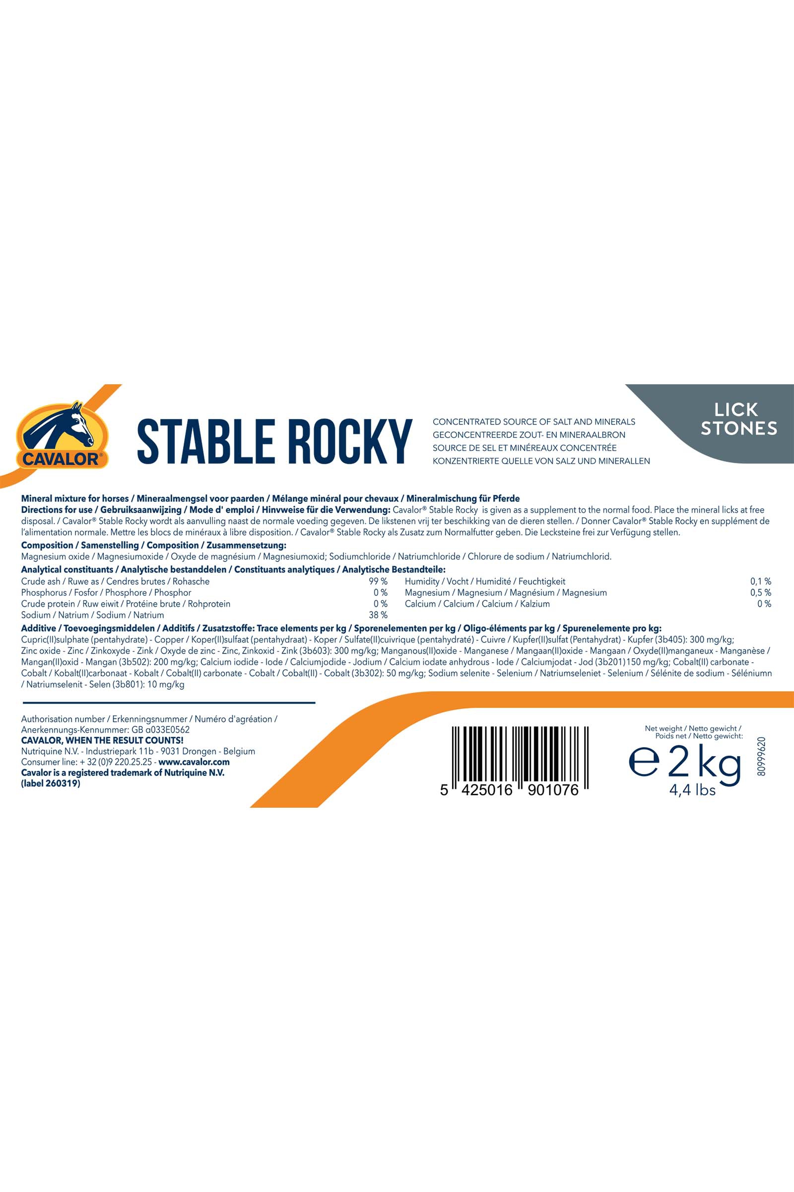 Cavalor Stable Rocky, Salzleckstein, 2kg