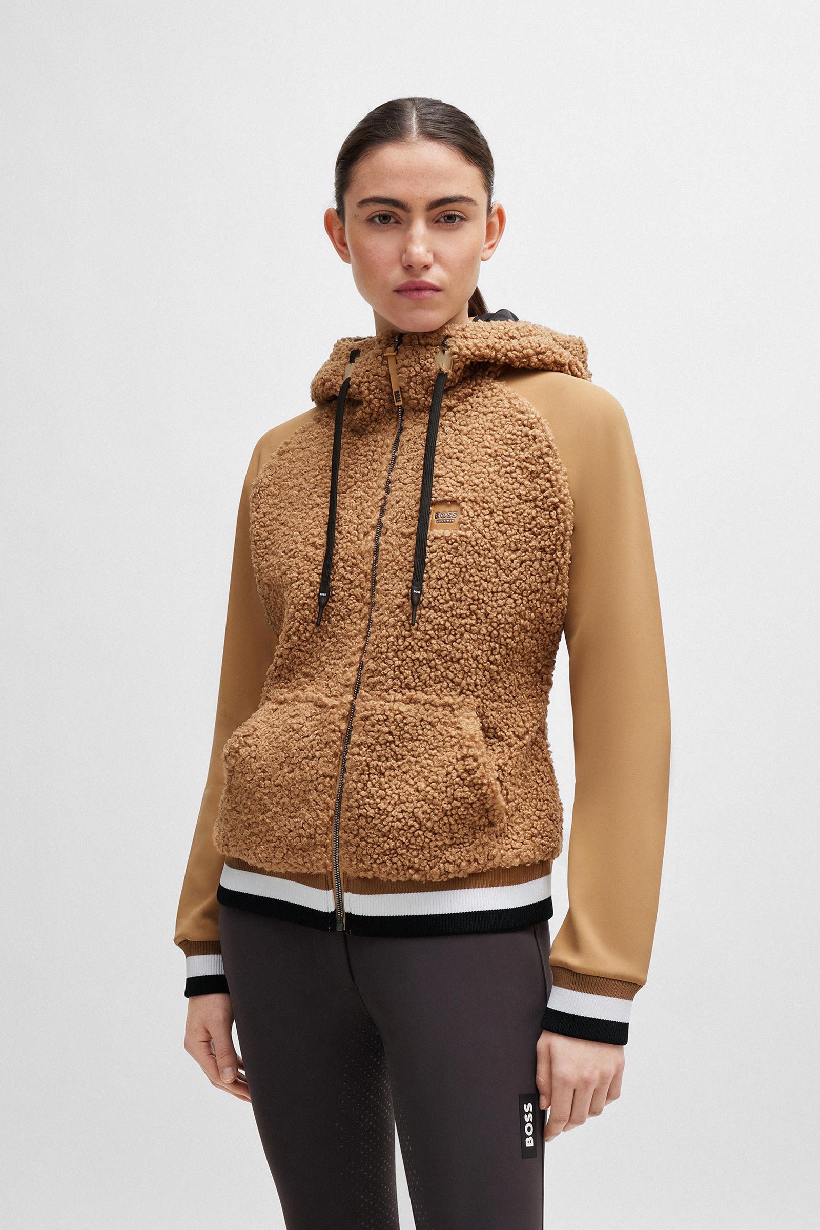 Boss Riva Teddy Hybrid Zip Hoodie 