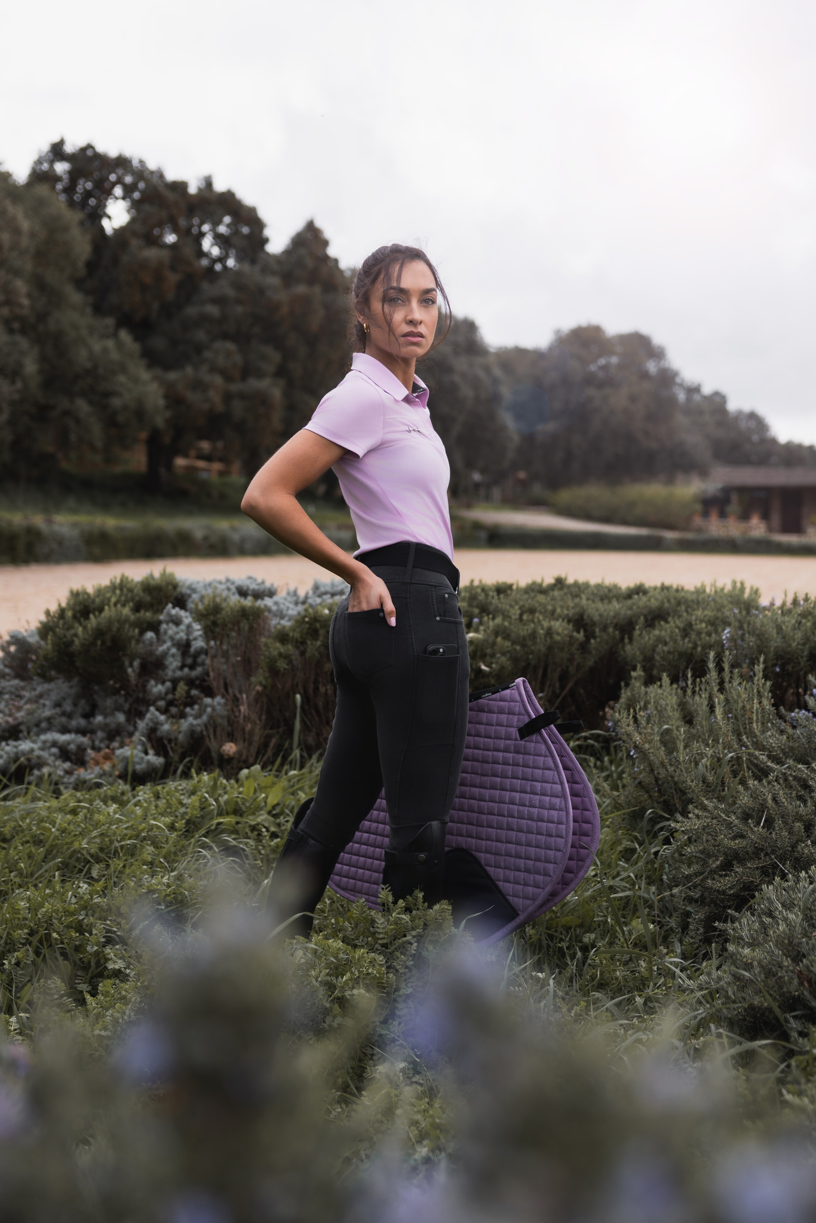 Horze Carolyn Damen Denim Vollbesatz-Reithose