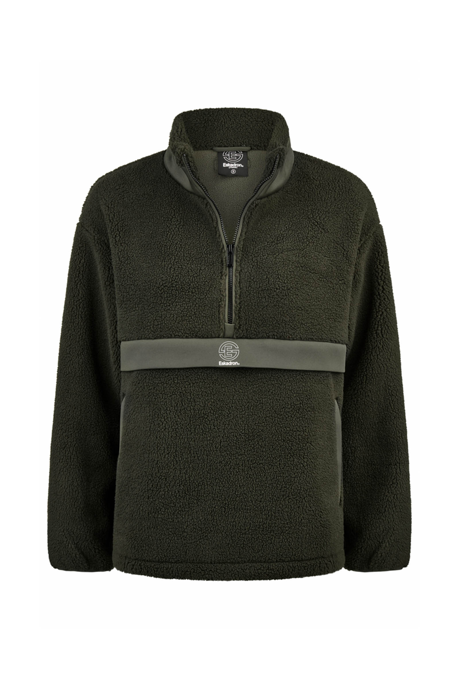 Olive Eskadron Dynamics AW25 Half-Zip Sweater mit Teddyfleece