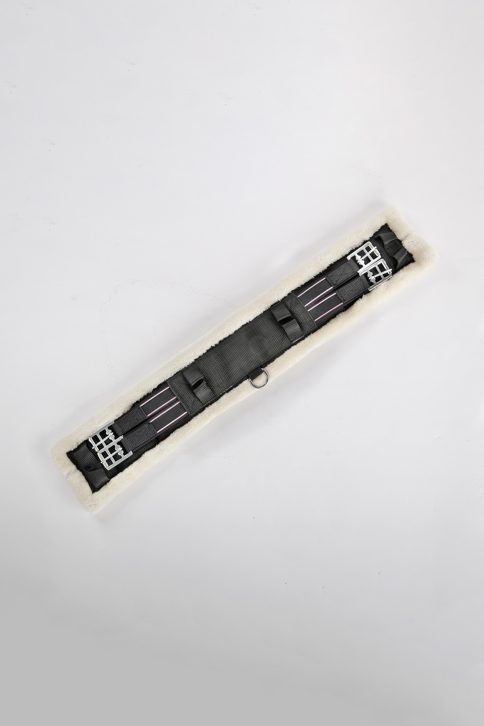 Black/Beige USG Nylon Dressurgurt mit Kunstfellpolsterung