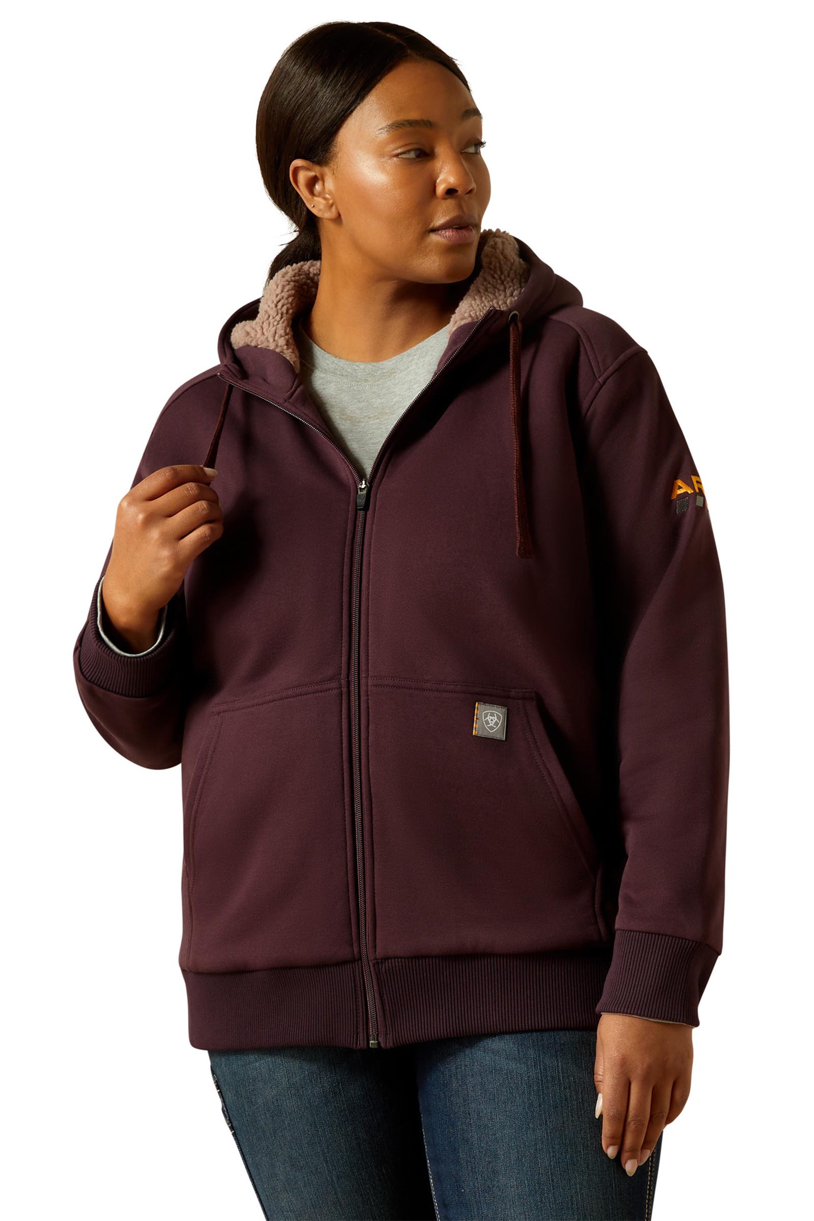 Fudge Ariat Rebar Damen Allwetter-Sherpa-Hoodie mit Rei&szlig;verschluss