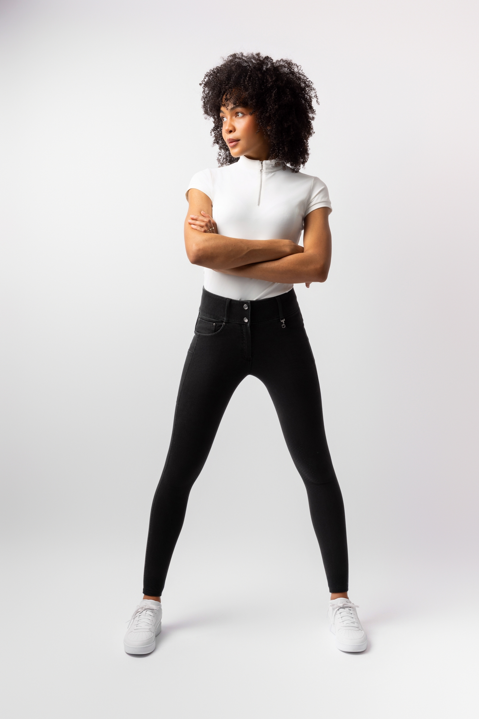 Horze Carolyn Damen Denim Vollbesatz-Reithose