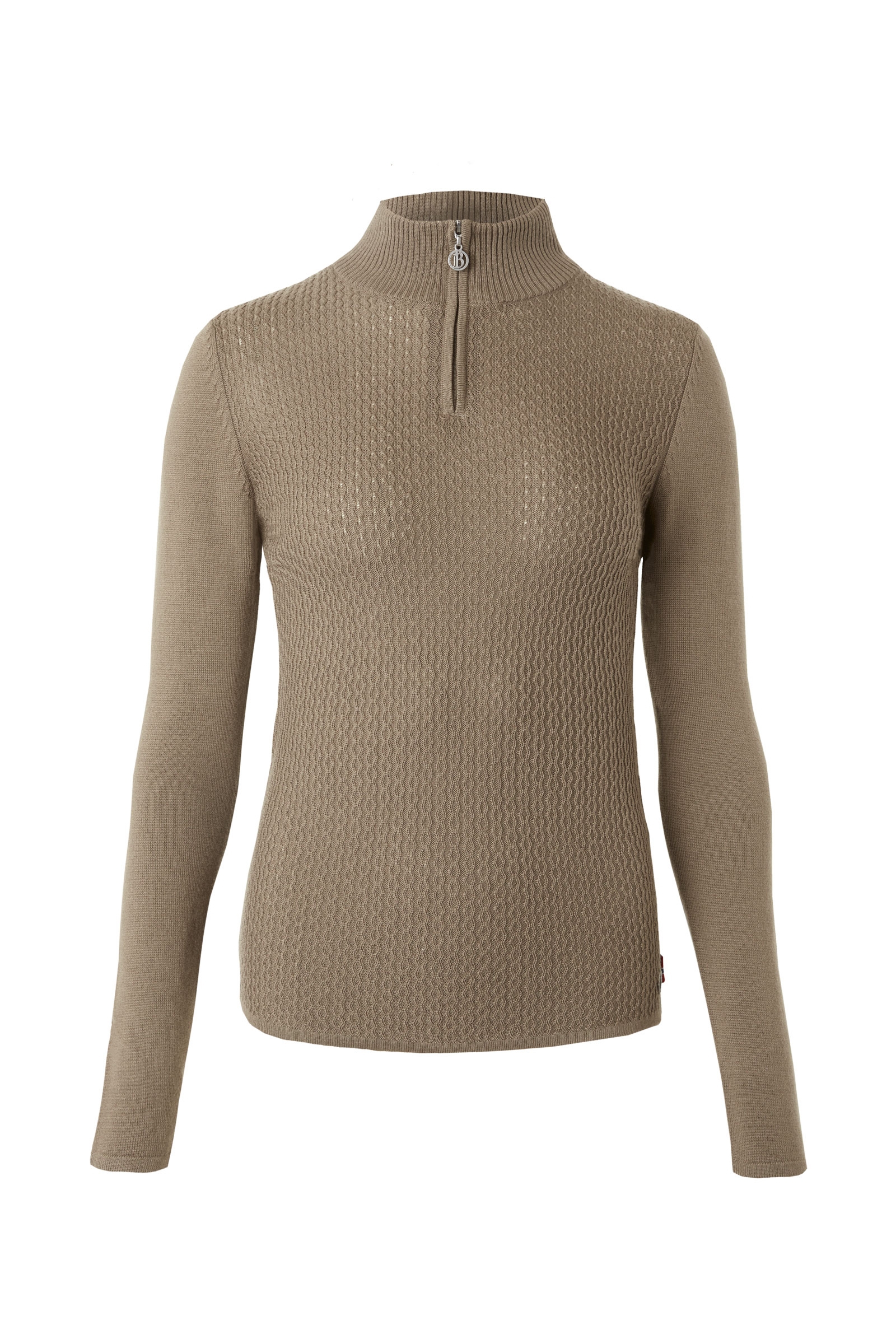 Shiitake Beige B Vertigo Ruth Damen Strickpullover mit Reißverschluss