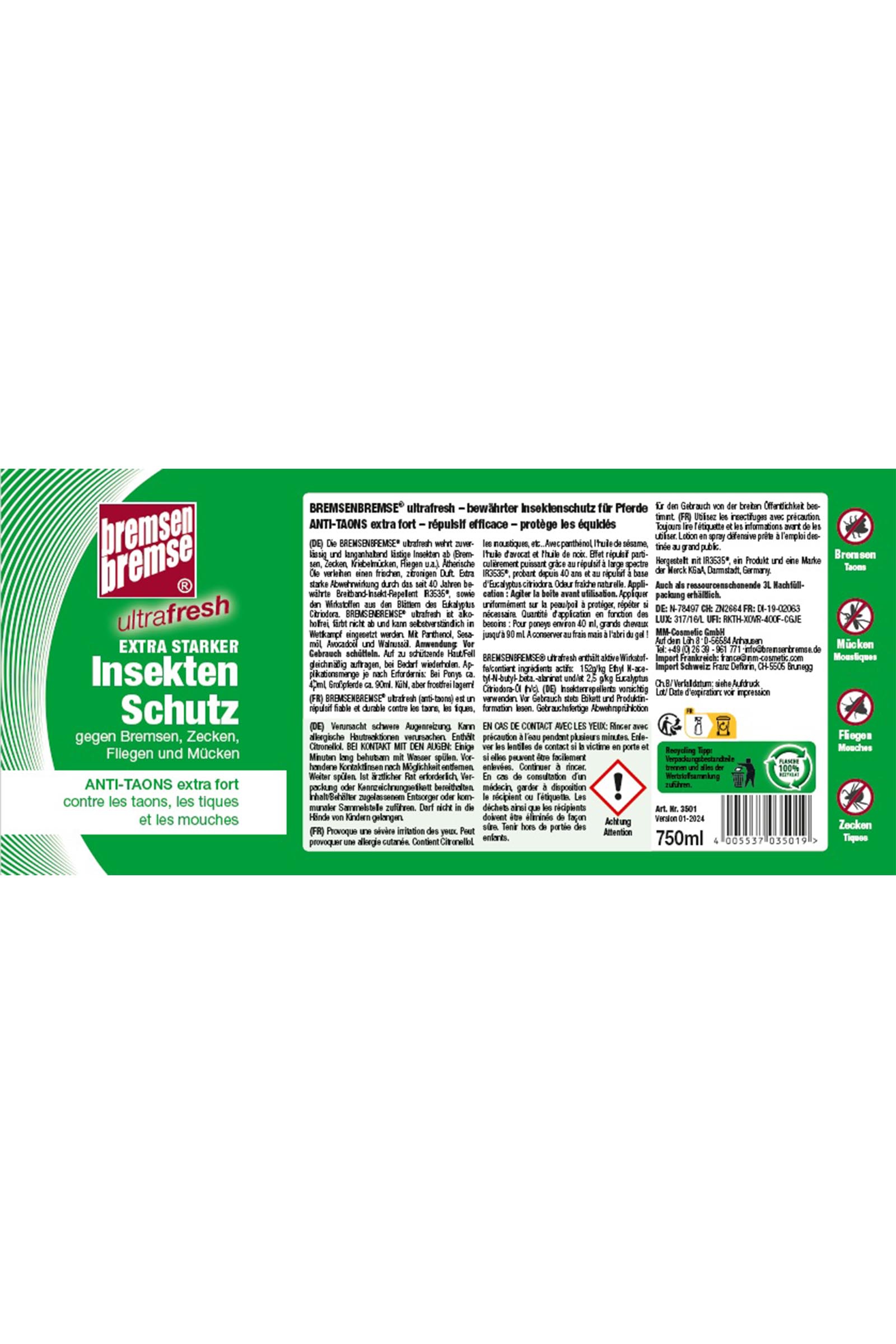 Bremsenbremse Ultrafresh Insektenschutz, Fliegenspray, 750ml