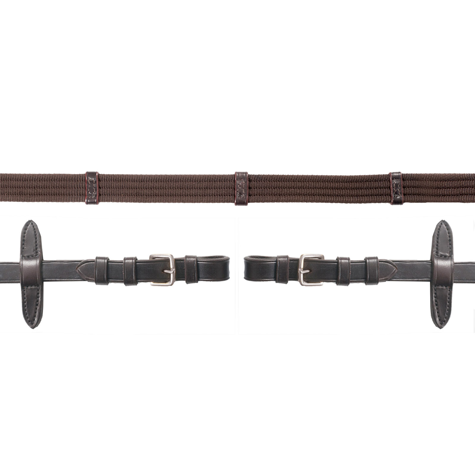 Brown/Silver Schockemöhle Sports Neo Gurtzügel, Schnalle