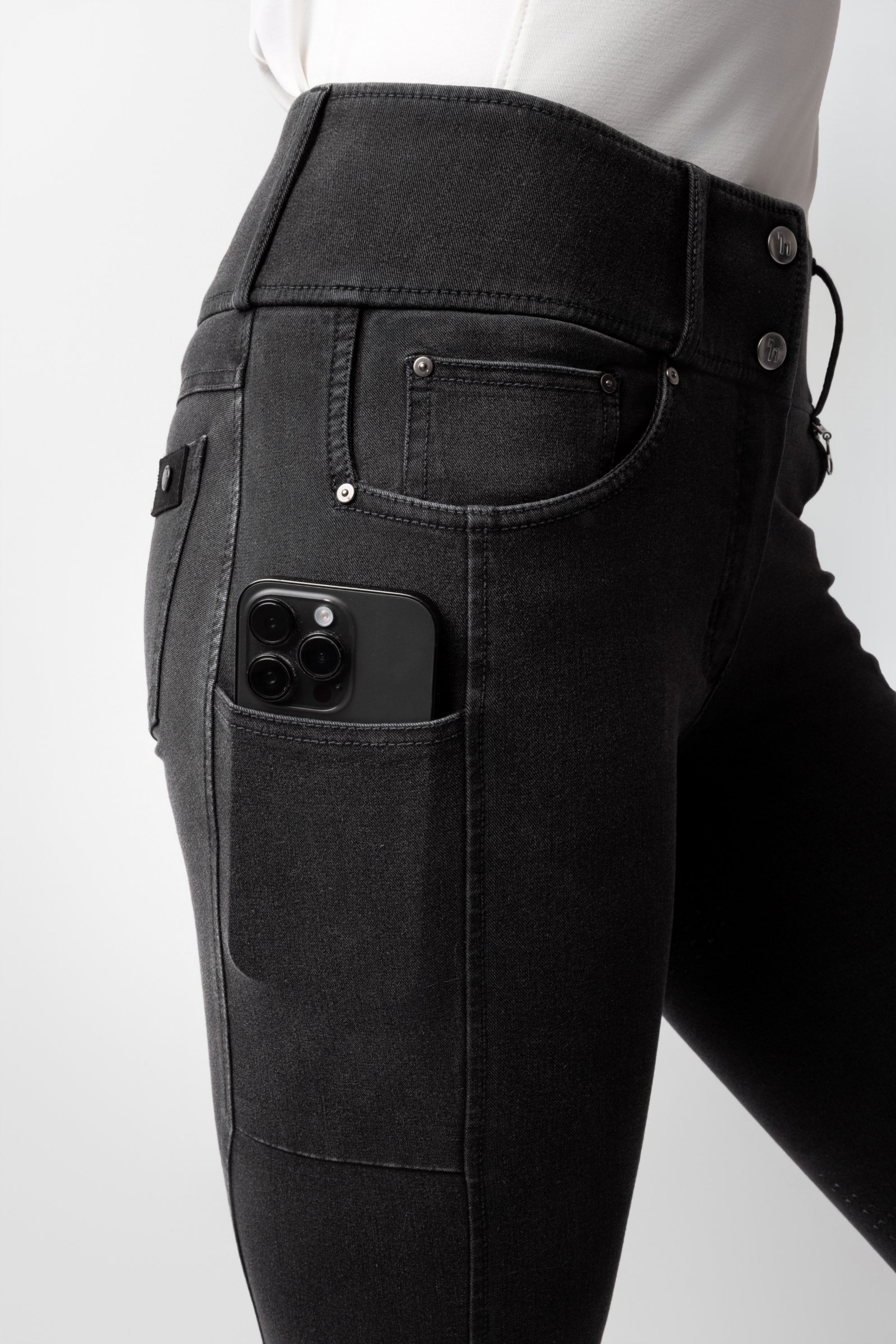 Horze Carolyn Damen Denim Vollbesatz-Reithose