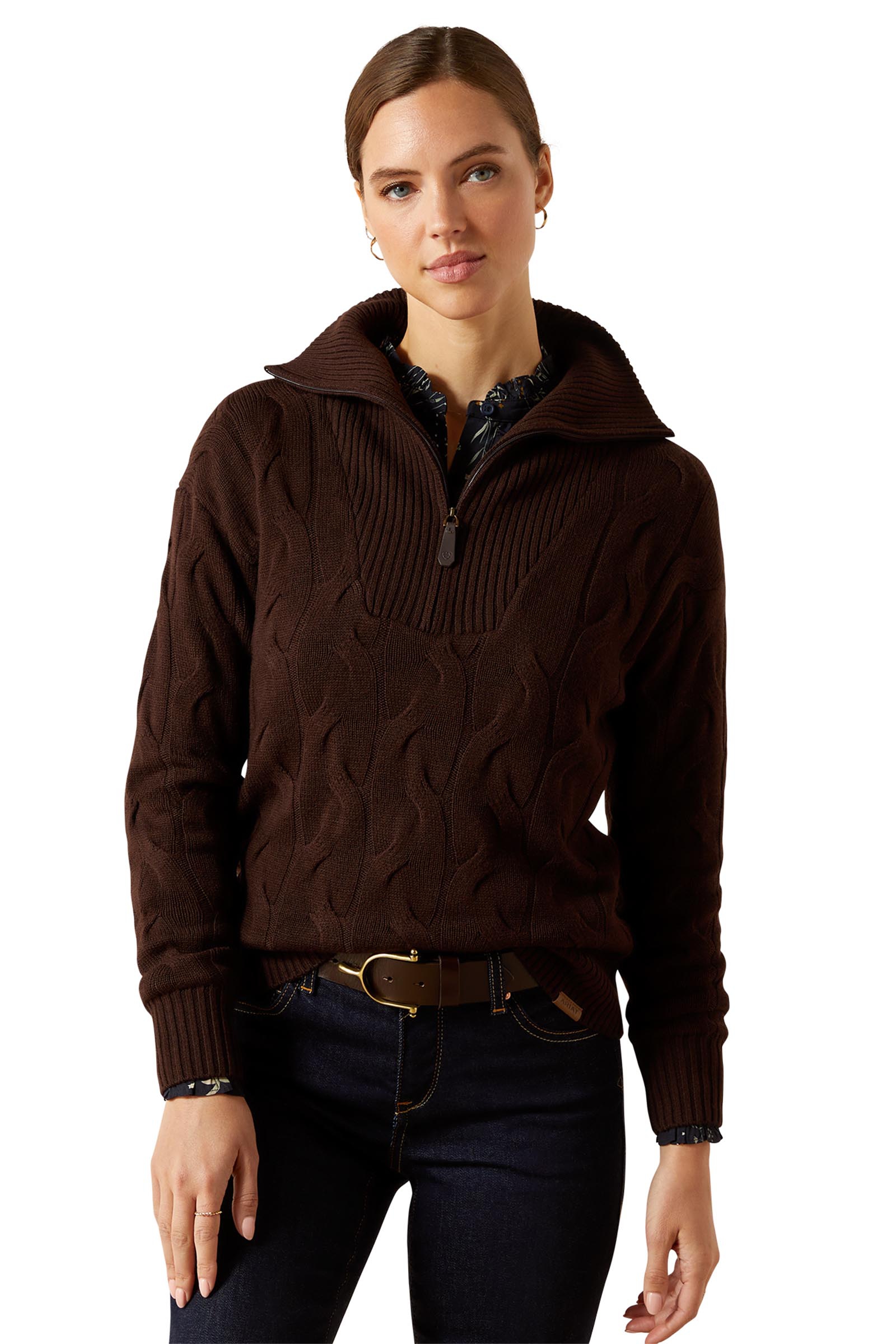 Coffee Bean Ariat Alamere Damen Pullover mit 1/2-Rei&szlig;verschluss