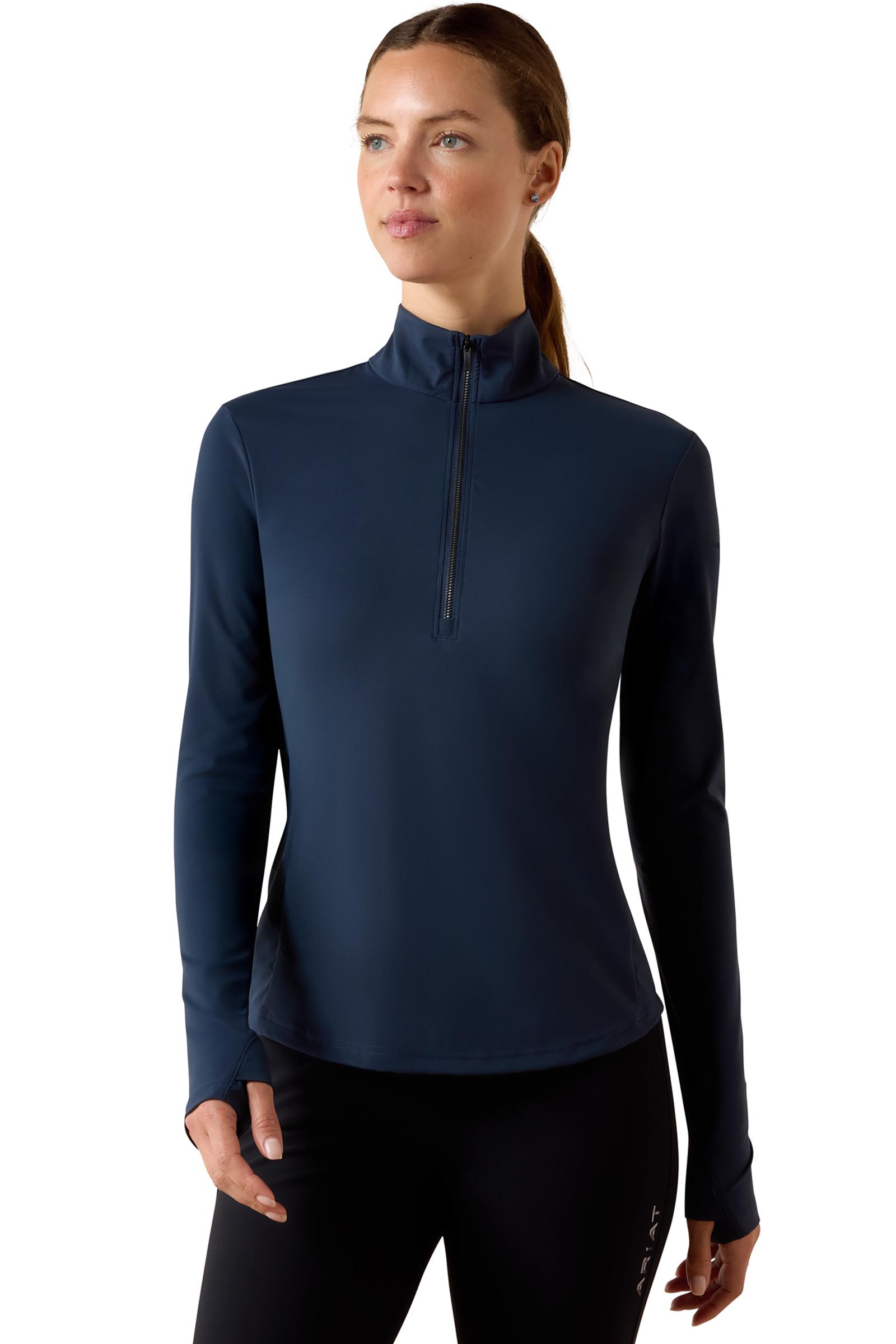 Navy Eclipse Ariat Damen SolVeil Baselayer mit 1/2 Rei&szlig;verschluss