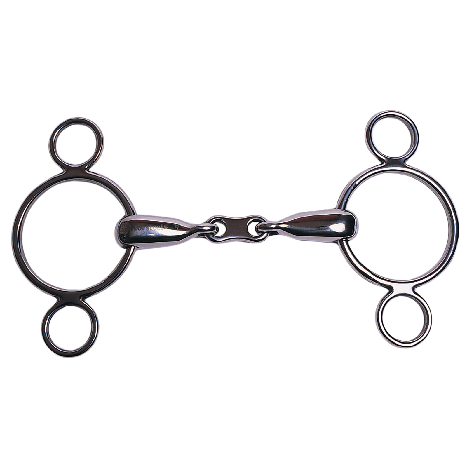 Korsteel Edelstahl French Link 2-Ring Dutch Gag Bit